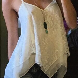 Abercrombie & Fitch Cream Lace Layered Tank